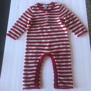 New cashmere onesie. Red /white striped. 3-6 month